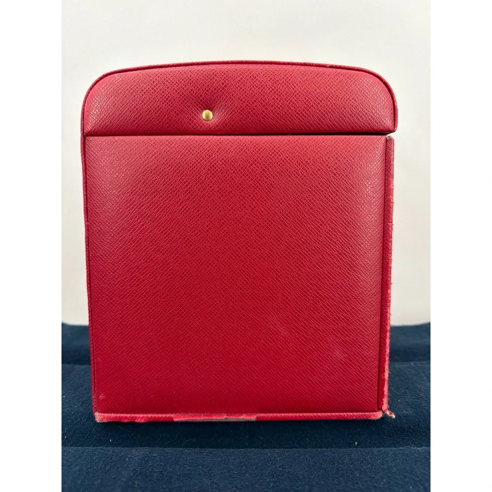Vtg Large Red Leather Jewelry Box Organizer Multi Drawer Storage Chest Mirror